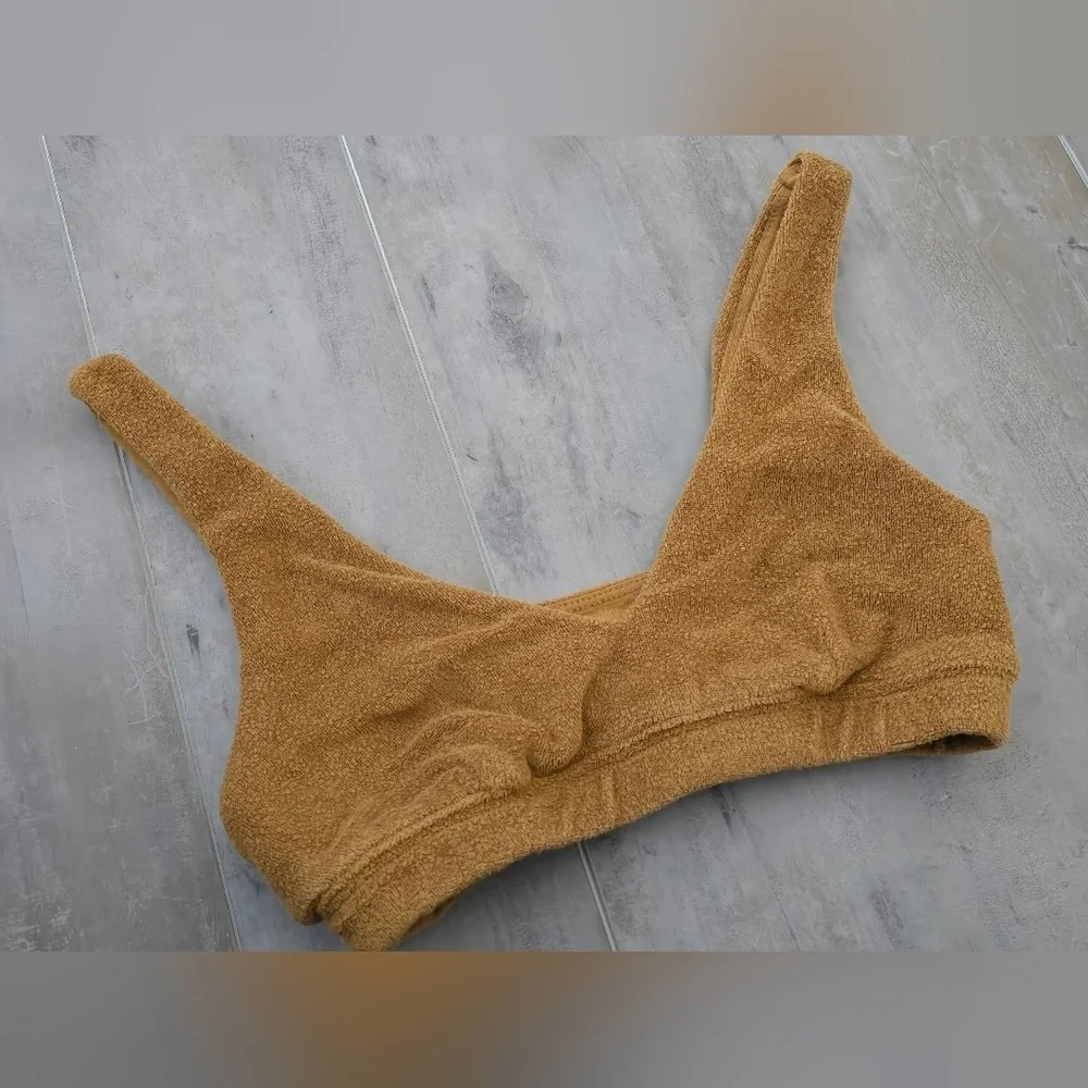 Offline by Aerie Beige Terrycloth Bralette